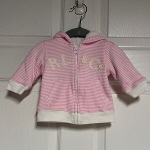 Ralph Lauren Pink and White Striped Kids Hoodie